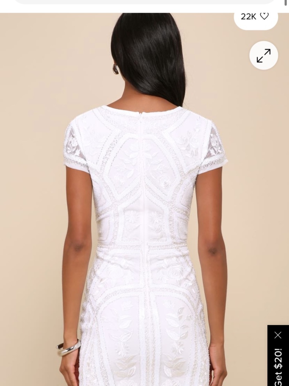 Lulu's White Embellished Floral Sequin Mini Dress - Picture 5 of 6
